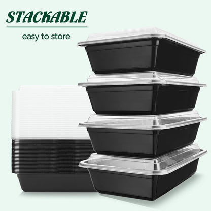 Glotoch 28oz Meal Prep Containers, 10 Pack (20-Piece) Reusable Food Storage Containers with Lids Microwave, Freezer, Dishwasher Safe - Leakproof & BPA Free Durable Plastic Lunch Box To Go Take Out