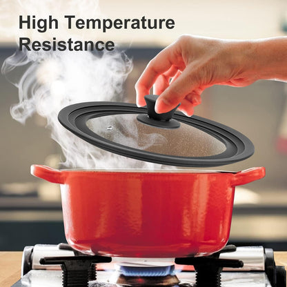 Universal Lid for Pots, Pans and Skillets - Tempered Glass Lid with Heat Resistant Silicone Rim Fits 10" - 12" Diameter Cookware, Replacement Lid for Frying Pan and Cast Iron Skillet(10"11"12")