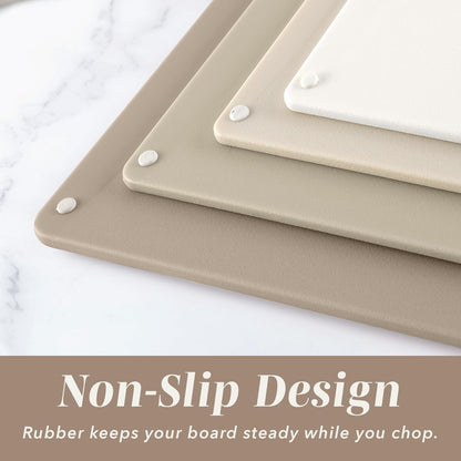 COOK WITH COLOR Non-Slip Cutting Board Set – Kitchen Essentials with Easy Grip Handle for Meat, Veggies, and Fruits, 3 Cutting Boards, Speckled White