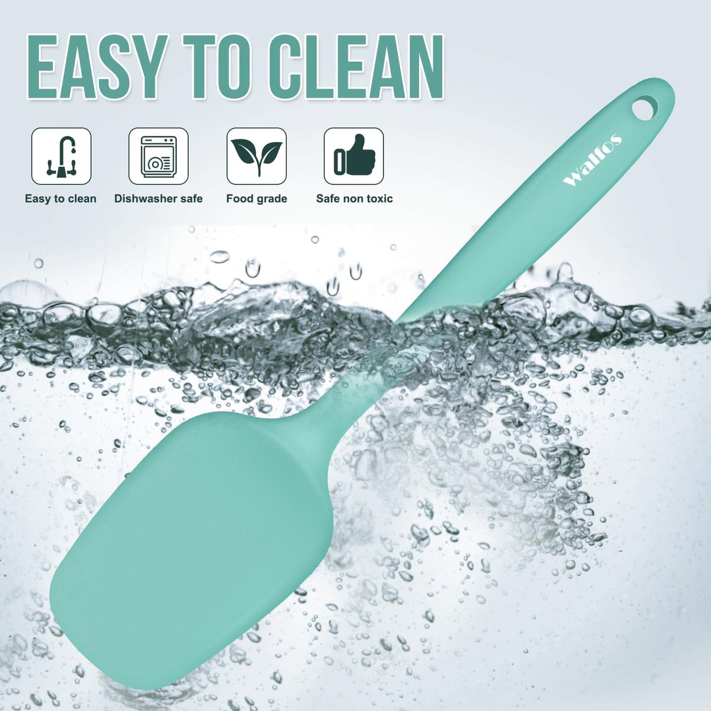 Walfos 600°F High Heat Resistant Silicone Spatula Set of 5- Food Grade Rubber Spatula Set for Baking Cooking & Mixing - BPA Free, Non Stick and Dishwasher Safe,black