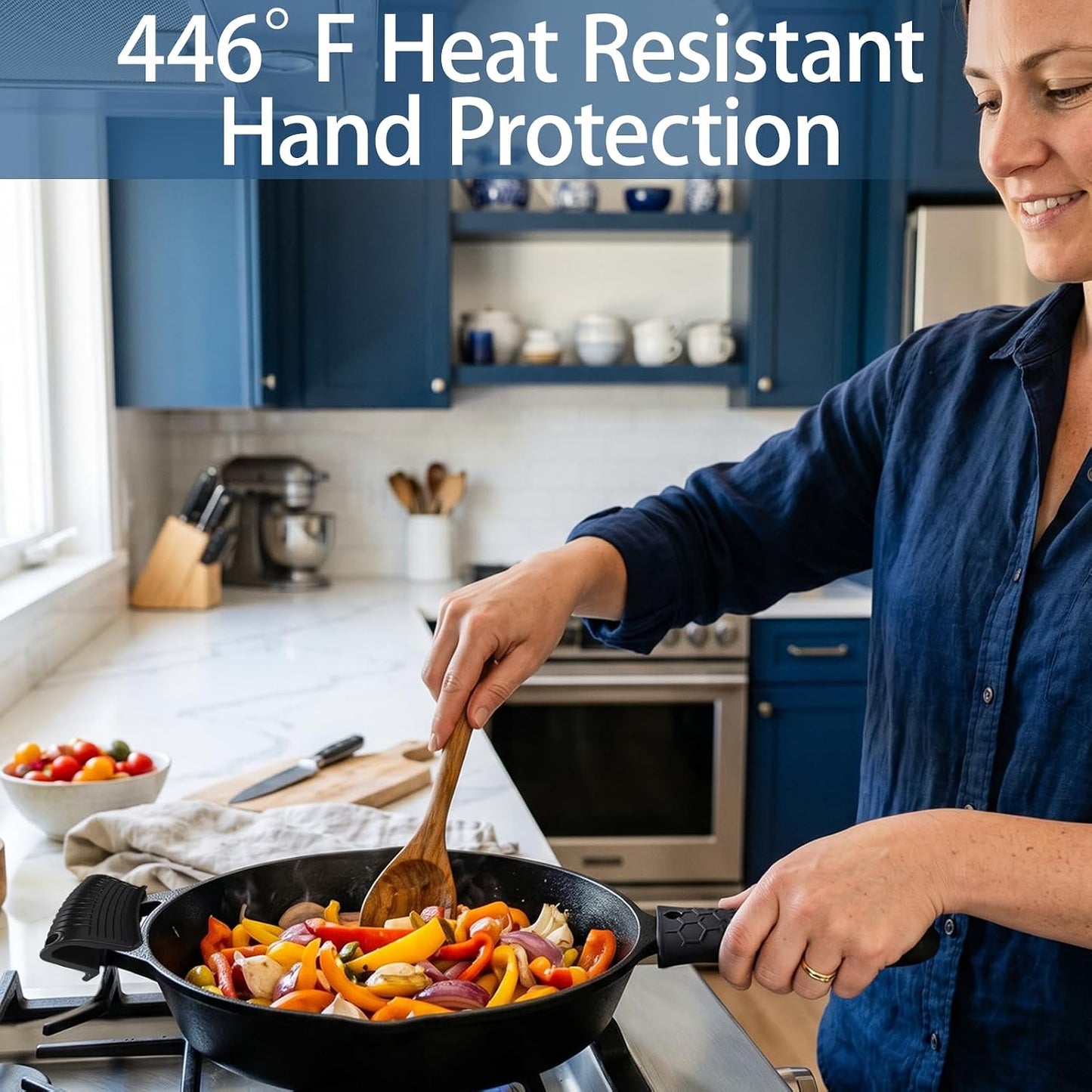4 Pack Cast Iron Handle Cover, Heat Resistant Silicone Pot Handle Covers Sleeve, Non-Slip Pot Holders for Cast Iron Skillets, Metal Pans & Cookware (Black)