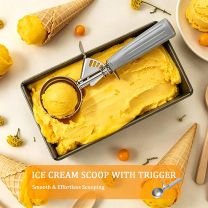 4 Pcs Ice Cream Scoop with Trigger 4 oz Stainless Steel Cookie Dough Scoops