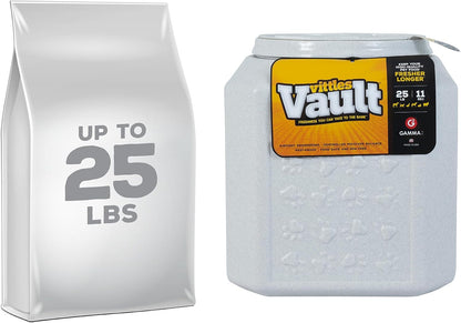 Vittles Vault Traditional Pet Food Storage Container For Dog Kibbles/Bird Seed/Oatmeal/Rice/Flour/Cereal, BPA Free Plastic, Sealed Airtight For Cat Food, Up To 30 lb, Made in USA, With Scoop, Gray