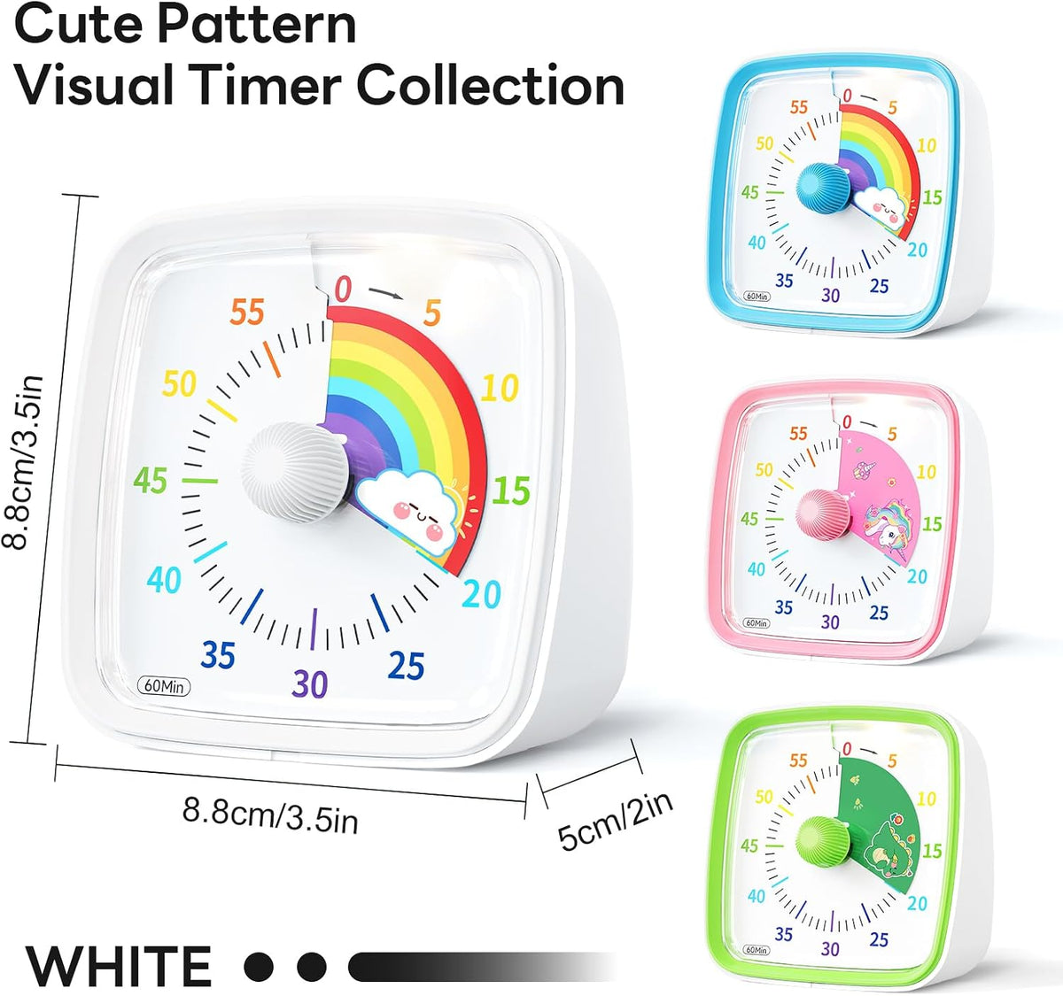 Yunbaoit Visual Timer with Night Light, 60 Minute Countdown, Light Blue