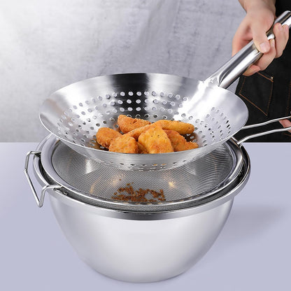 UPKOCH Stainless Steel Skimmer Spoon Fine Mesh Filter Strainer for Frying Hot Pot Vegetables Meat Wonton 16.92 inch Handle Kitchen Gadget for Daily Cooking
