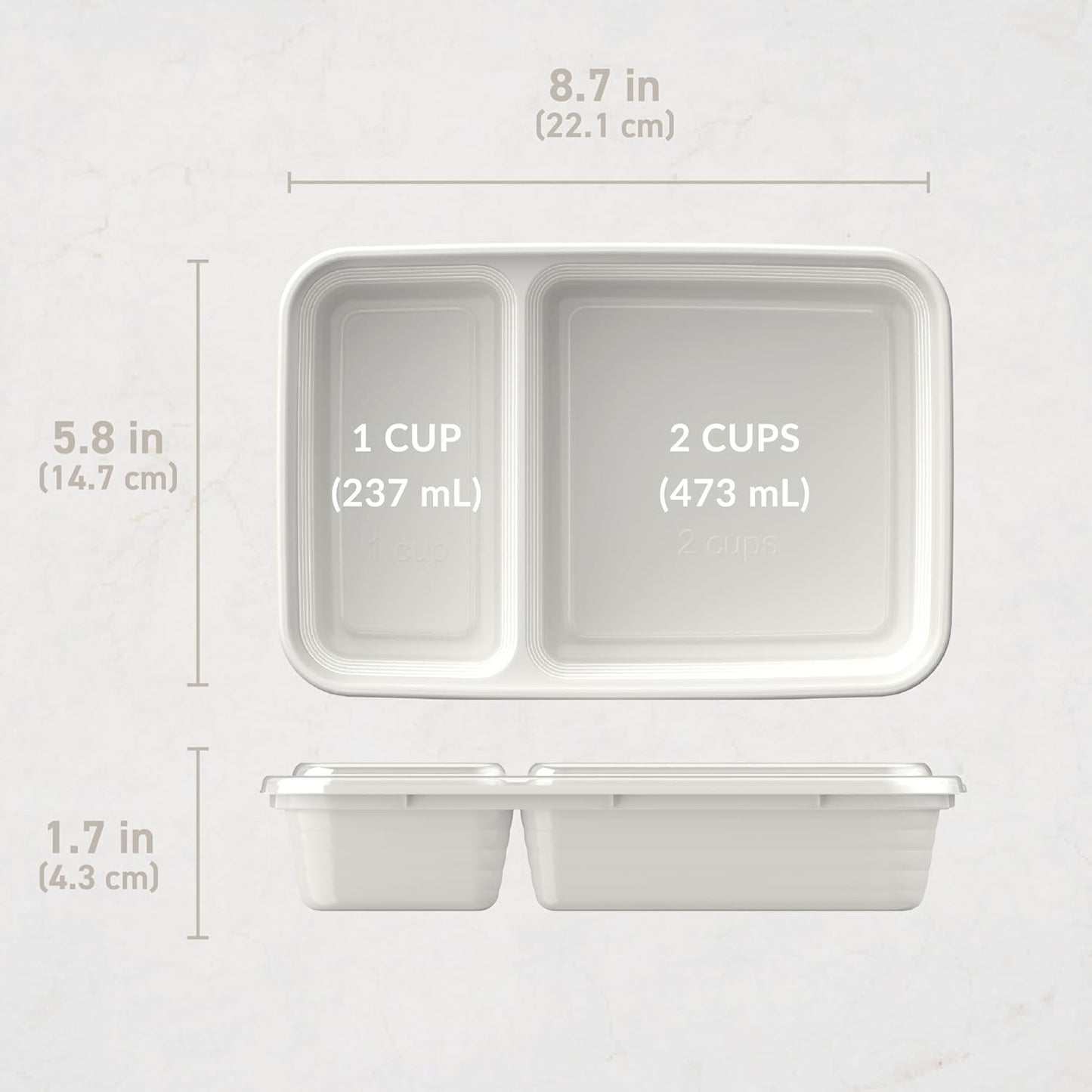 Bentgo Prep - 20-Piece 2-Compartment Reusable Meal Prep Containers with Lids, PFAS & BPA Free Materials, Durable, Microwave, Freezer, & Dishwasher Safe To Go Food Storage (Rose Gold)