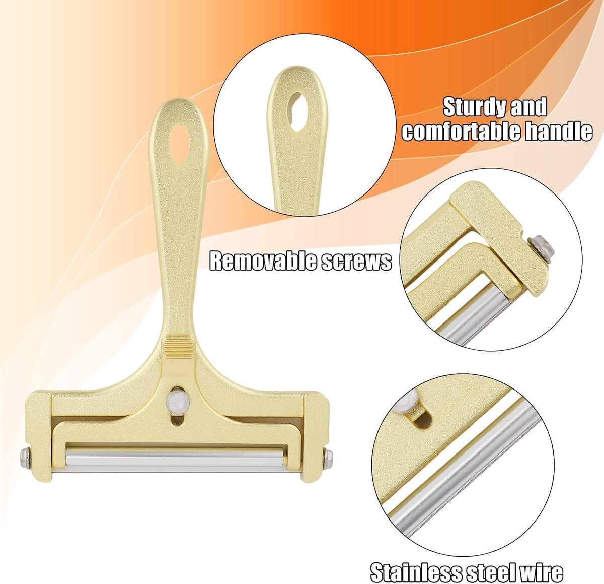Stainless Steel Wire Cheese Slicer, Handheld Cheese Cutter