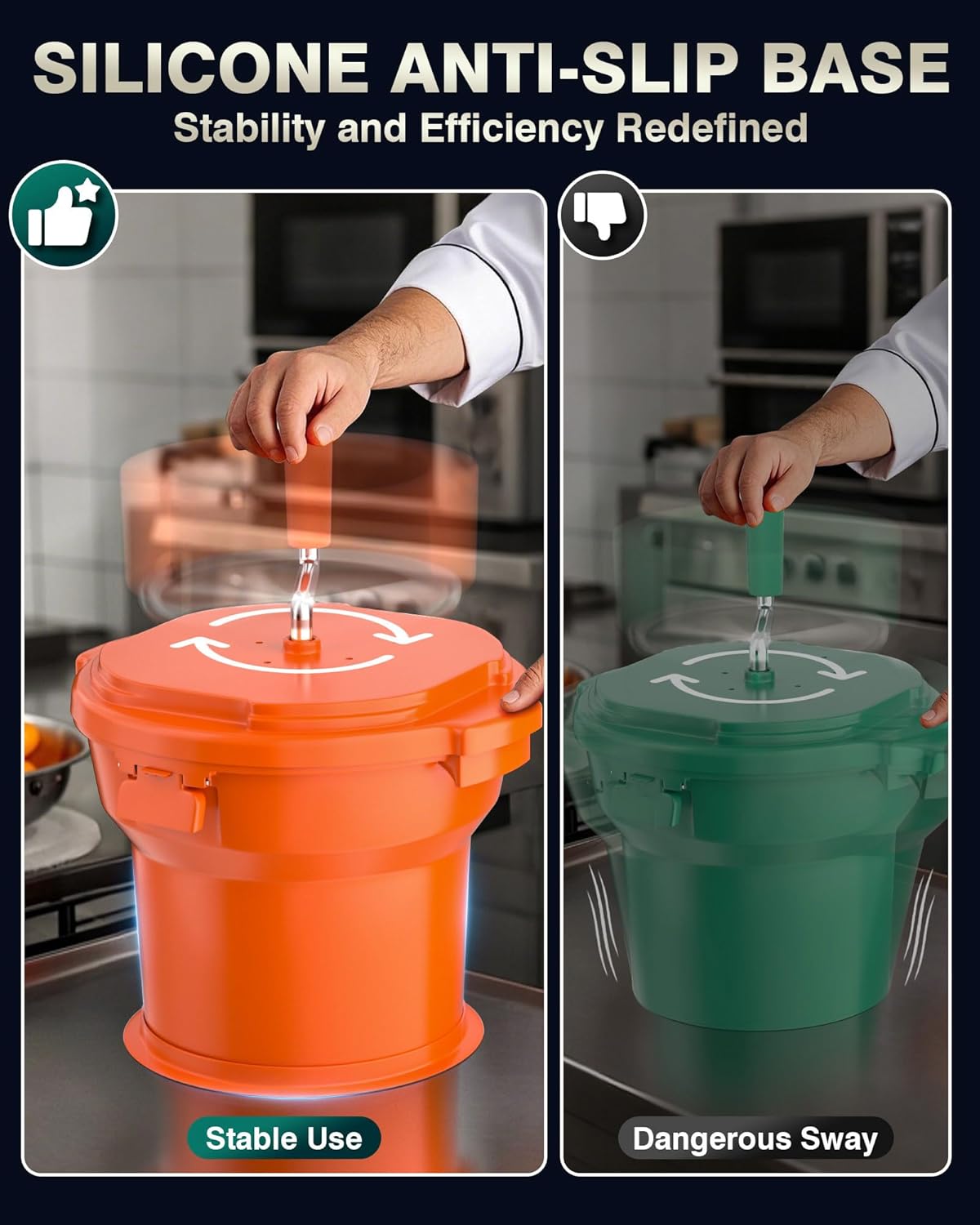WantJoin Commercial Salad Spinner - [6 Gallon Salad Dryer] w/Silicone [Anti-slip Mat] & [Draining Hose], 24Qt Manual Salad Spinner for up to 7 Heads of Lettuce Spinner Large for Catering, Orange
