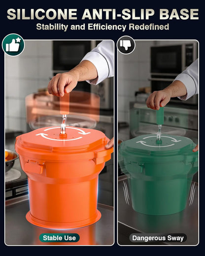 WantJoin Commercial Salad Spinner - [6 Gallon Salad Dryer] w/Silicone [Anti-slip Mat] & [Draining Hose], 24Qt Manual Salad Spinner for up to 7 Heads of Lettuce Spinner Large for Catering, Orange