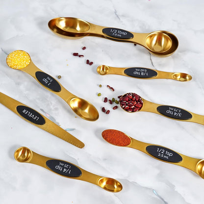 Stackable Measuring Cups & Spoons Set with Lids, Blue