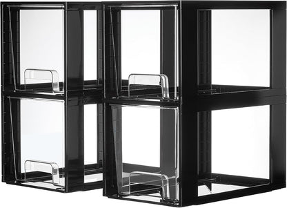 Vtopmart 8 Pack Large Stackable Storage Drawers,Clear Acrylic Drawer Organizers with Handles, Easily Assemble for Fridge, Bathroom,Kitchen Undersink,Cabinet,Pantry Organization and Storage