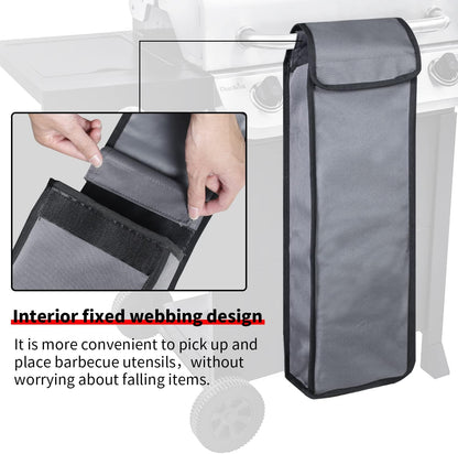 Grill Tool Storage Bag,Waterproof Foldable Organizer for BBQ Utensils, Portable Barbecues Accessory Carry Case for Camping & Hiking