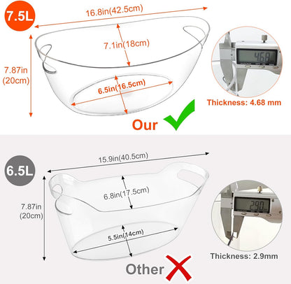 Ice Buckets for Parties 2 Packs,Portable Ice Bucket with Scoops, Thick Champagne Cooler,Drink Buckets for Cocktail Bar,Mimosa Bar Supplies,Beverage Tub Chiller for Wine,Beer (Clear, 5.5L)