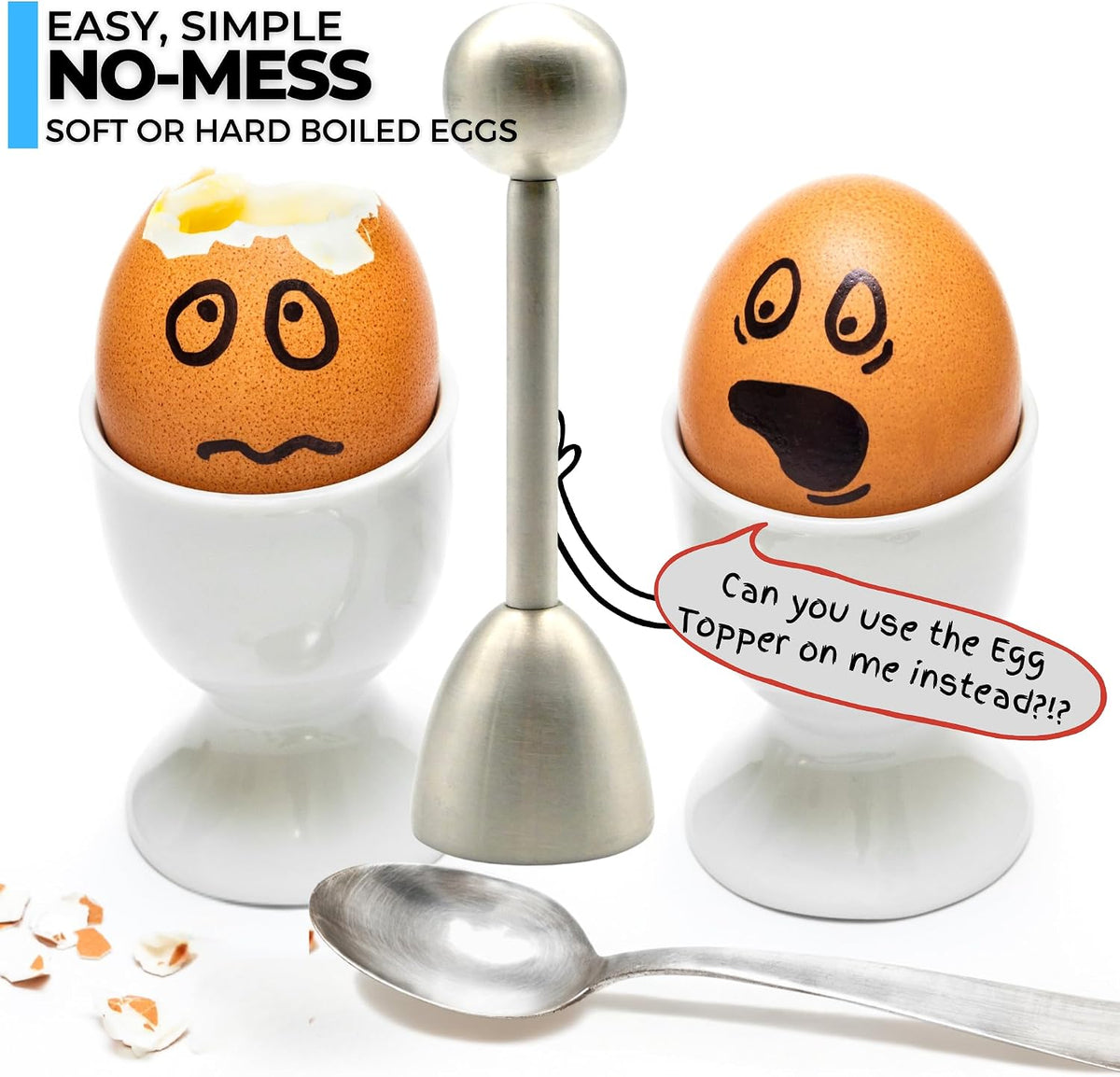 Stainless Steel Egg Topper & Perfect Egg Shell Opener for Soft Boiled Eggs