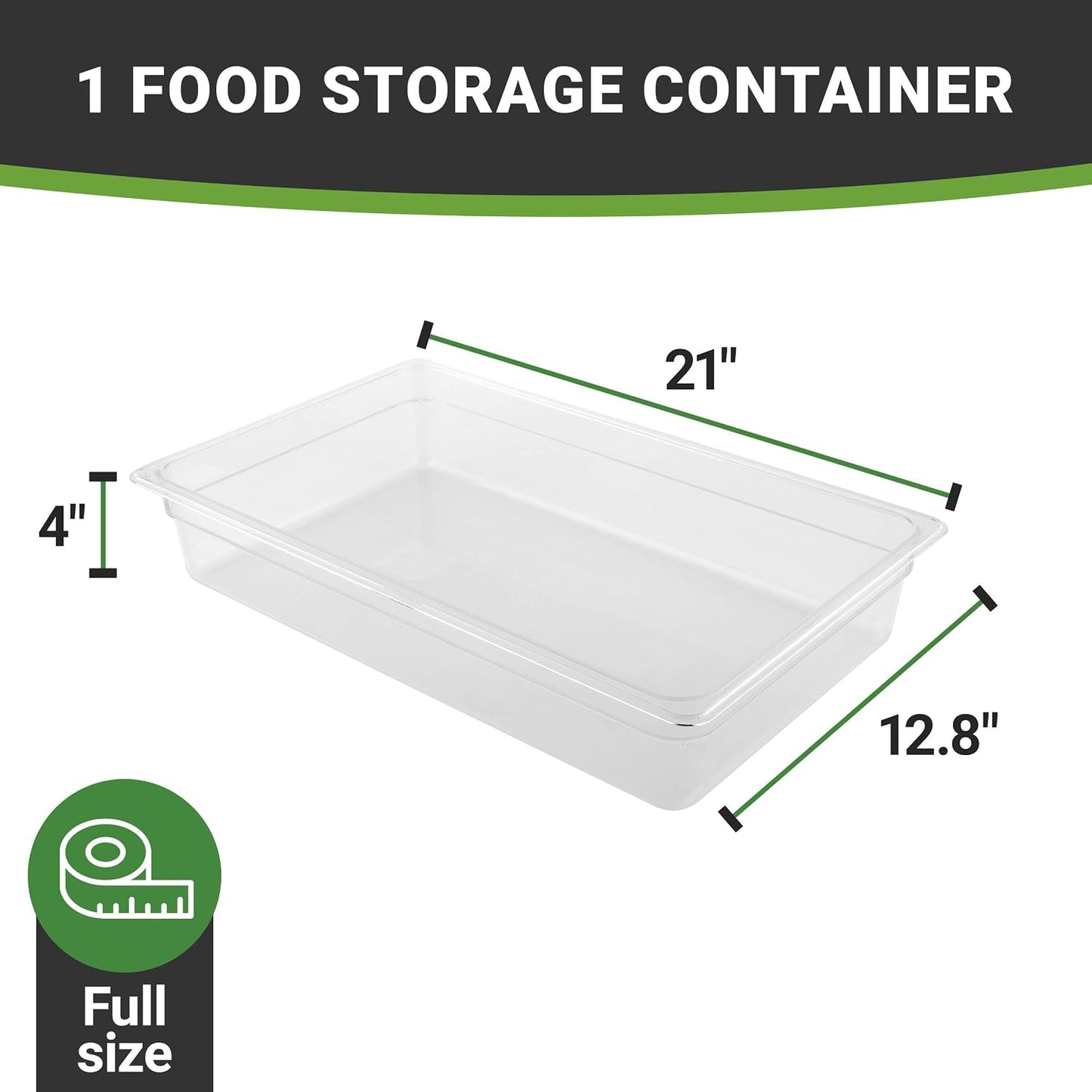 Restaurantware-2.5 Inch Deep Food Pans, 1 1/6 Size Commercial Food Storage Container - Freezable, Break-Resistant, Clear Plastic Cold Pans, Dishwashable, For Kitchens, Restaurants, Or Cafeterias