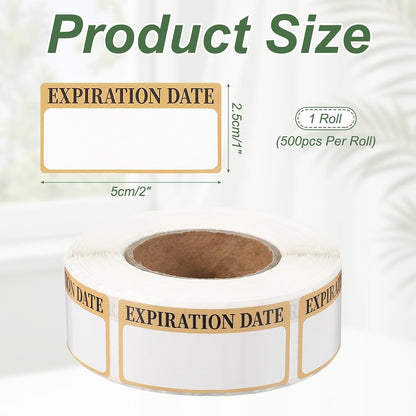 PATIKIL 500 Pcs Expired Date Label Stickers Roll, 2 x 1 Inch Removable Inventory Labels Adhesive Food Sticker Roll for Marking Organizing Inventory and Food Container, White and Black