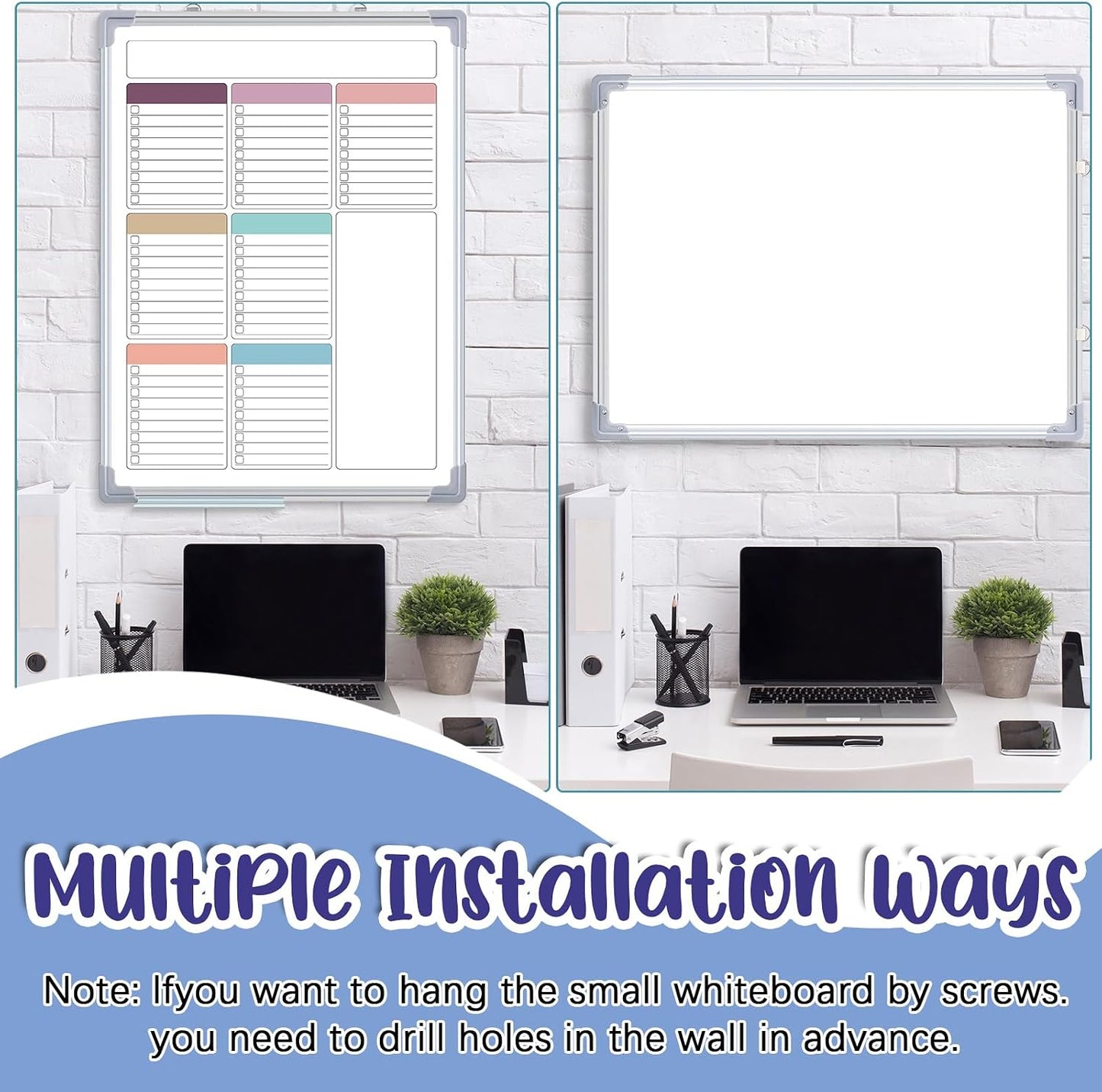 Lincia Magnetic to Do List Whiteboard for Wall 24" x 18" Large Weekly Dry Erase Board, Hanging Double-Side White Board Calendar for Planning Drawing Memo Home Kitchen Office(White)