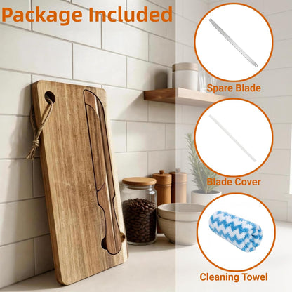 Double-Sided Bread Bow Knife and Board Set with Spare Stainless Blade