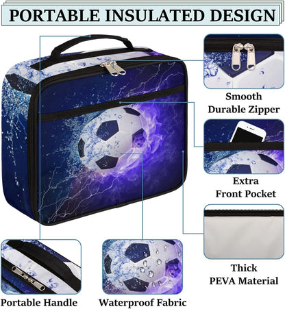 Kids Lunch Box for Boys Girls Black Red Sport Basketball Insulated Lunch Bag Reusable Small Cooler Bag Meal Containers Tote Kit for School Travel Women Men