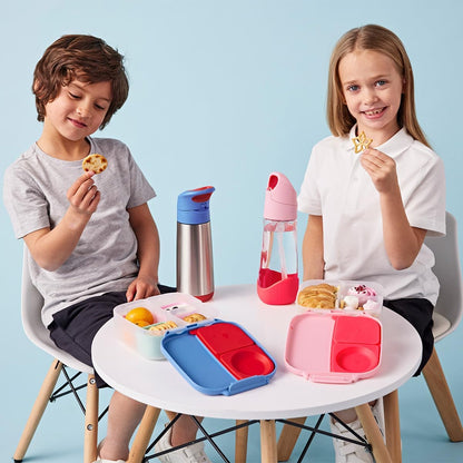 b.box Mini Lunch Box 2-Pack, Leak Proof Bento Box for Kids, 3 Compartment Snack Containers Ages 3+, Lunchbox for Daycare + School, Dishwasher Safe, BPA-Free, PFAS-Free, 4.25 Cup - Blue + Green