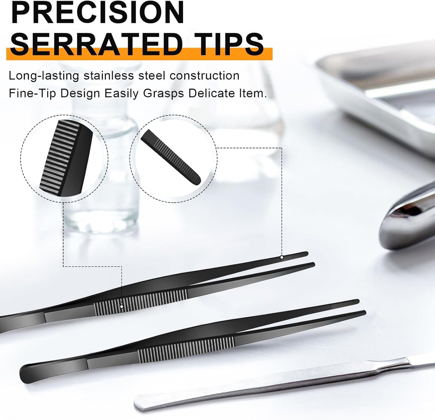 Yaomiao 4 Packs 12 Inch Bar Tweezers Silver Cocktail Tongs Long Garnish Tweezers Stainless Steel Bartender Kitchen Cooking Tongs for Cocktail Food Fruit Korean BBQ Bartender Chef, Multi-use