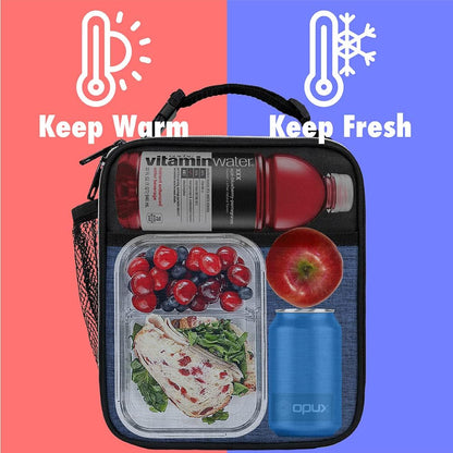 opux Premium Insulated Lunch Box, Soft School Lunch Bag for Kids Boys Girls, Leakproof Small Lunch Pail Men Women Work, Reusable Compact Cooler Tote Lunchbox for Office Adult, Black