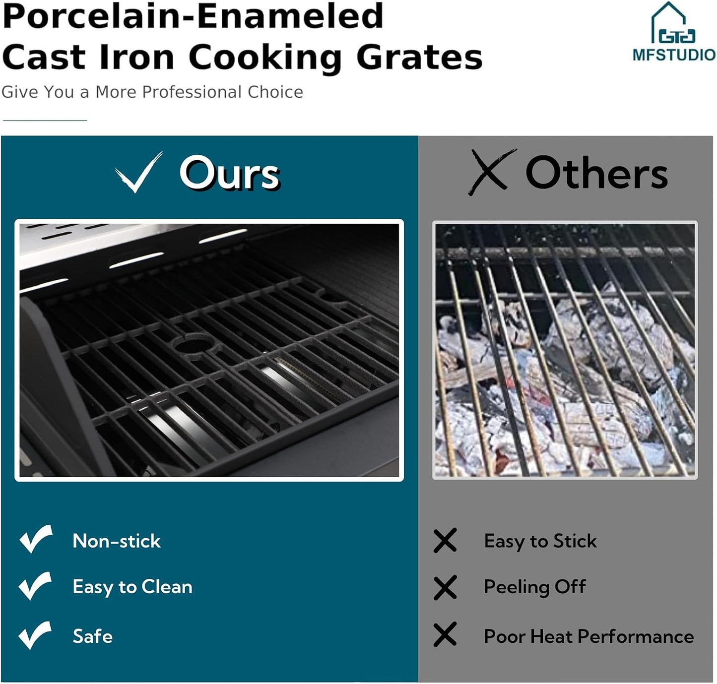 MFSTUDIO 5 Burner Gas Grill Griddle Combo with Porcelain-Enameled Cast Iron Grates,Cutting Board and Double Lids, Duel-Function Propane BBQ Grills with Flat Top Grddle for Outdoor Barbecue Cooking