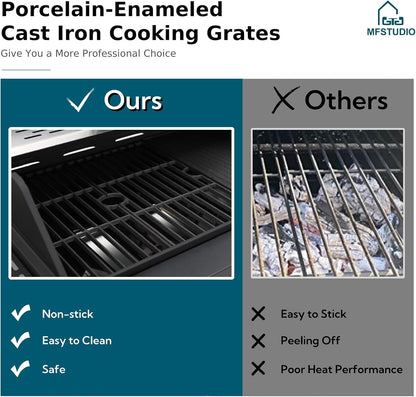 MFSTUDIO 5 Burner Gas Grill Griddle Combo with Porcelain-Enameled Cast Iron Grates,Cutting Board and Double Lids, Duel-Function Propane BBQ Grills with Flat Top Grddle for Outdoor Barbecue Cooking