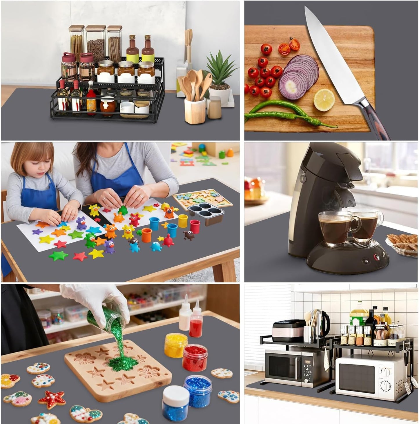 Extra Large Silicone Mat, 31.5x23.6 Inch Heat Resistant Mat for Kitchen Counter, Non Stick Silicone Baking Mat for Dough and Pastry, Thick Silicone placement Countertop Protector, Black countertop mat