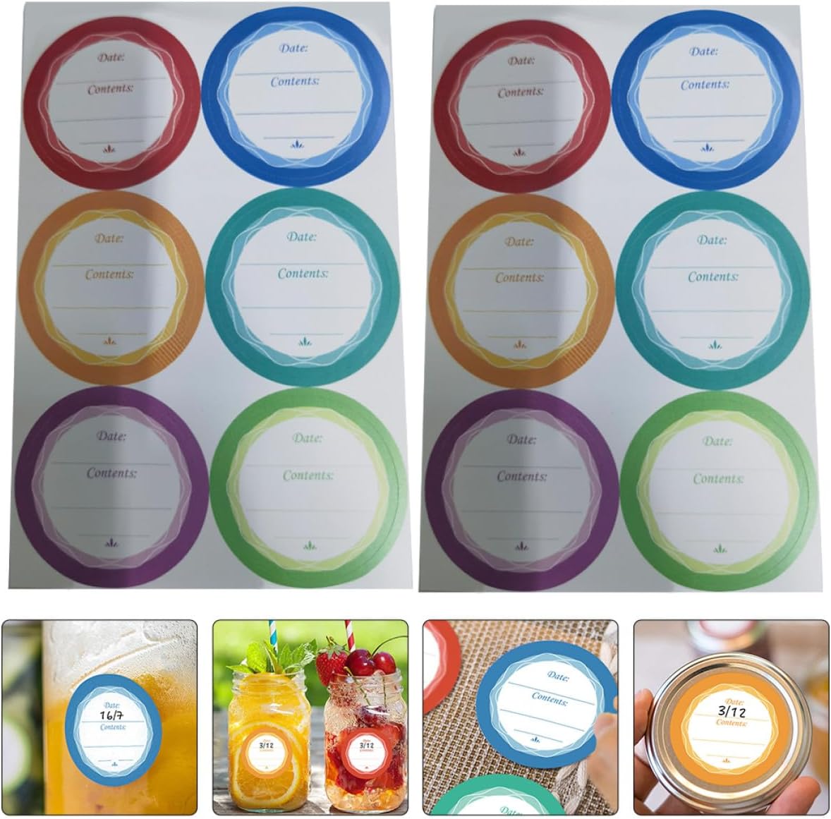 Waterproof Date Labels Stickers 60pcs Removable Blank Food Storage Labels for Jars and Bottles, Multi-Function Kitchen Fridge Organizing Stickers for Meal Prep and Office Use