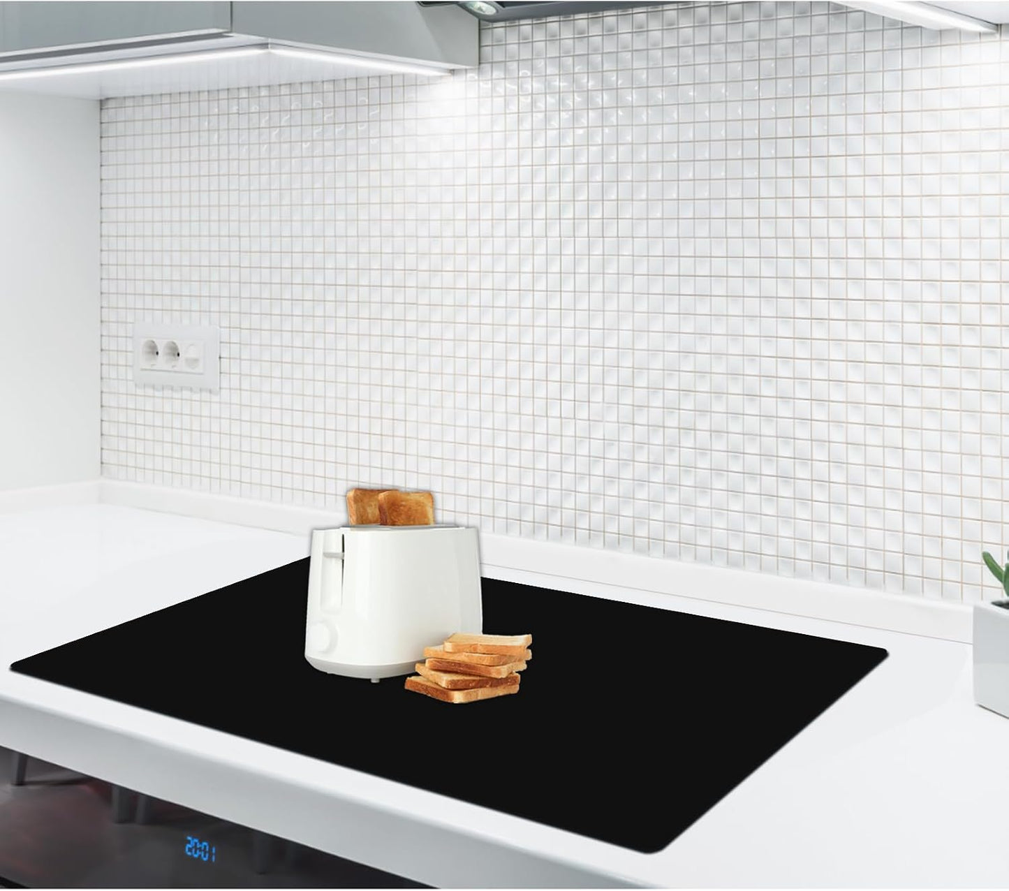 Silicone Mats for Kitchen Counter, 47.3"x23.6"x0.08" Largest Heat Resistant Mat Kitchen Island Waterproof 2MM Thick Countertop Protector Mat Nons-slip Extra Large Counter Mat (Black)