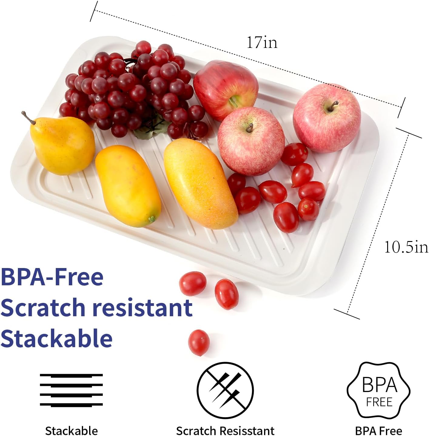 TP Grilling Prep and Serve Trays, 17 x 10.5 inch BBQ Trays for Cooked and Raw Foods, Set of 2 Melamine Serving Platters for Meats, Grill Accessories, Black and Red