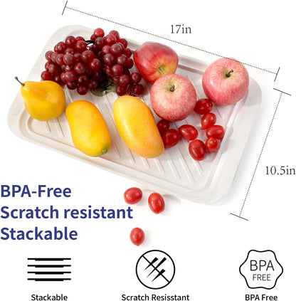 TP Grilling Prep and Serve Trays, 17 x 10.5 inch BBQ Trays for Cooked and Raw Foods, Set of 2 Melamine Serving Platters for Meats, Grill Accessories, Black and Red