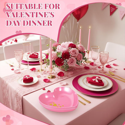 Reallnaive 6 Pcs 8.7 Inch Valentines Day Heart Shaped Plates Dessert Bowls Appetizer Plates Salad Bowls for Gift Valentine's Day Anniversary Party Supplies