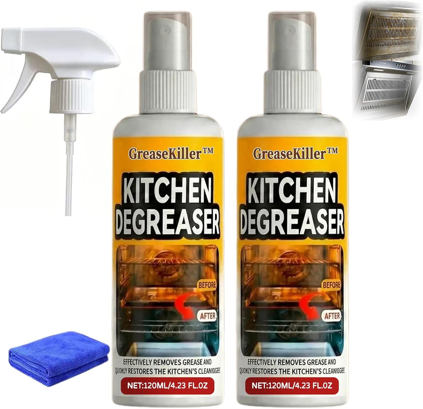 FKMEE GreaseKiller BBQ Grill Cleaner Spray, Heavy Duty Degreaser (1) | Fast-acting grease removal, suitable for grills and smokers, easy spray application, outdoor use