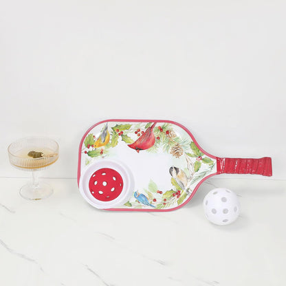 UPware Watermelon Melamine Chip and Dip Snack Tray, Summer Fruit Pickleball Paddle Shape Platter for Chips, Salsa, Fruits, and Appetizers, 15.75 x 8 Inch