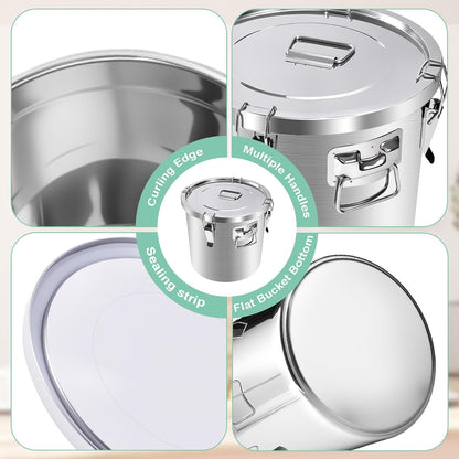 25lb Stainless Steel Containers with Lids, 12L/3.1gal 304 Stainless Steel Storage Containers, Metal Bird Seed Storage Container for Rice Flour Sugar Grain Coffee Bean Kitchen Jar