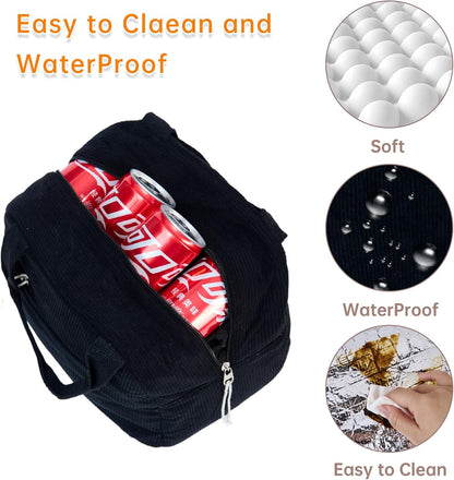 Lunch Bag for Women Men Girl,Large Cute Corduroy Lunch Tote Bags - Reusable Insulated Lunch Box for women with Handle, Leakproof WaterProof Design for Office, School, Work,Picnic.