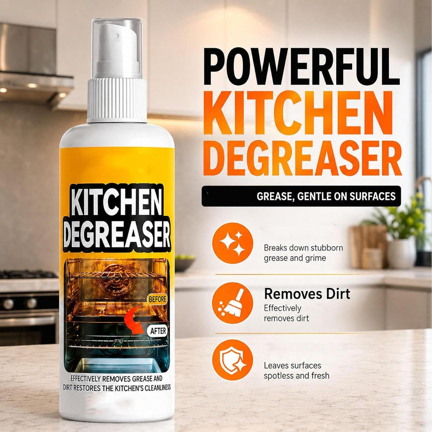 Apiastar Greasekiller Spray,4FL.OZ Greasekiller Spray Grill Cleaner,Greasekillers Bbq Sprays, Heavy Duty Grill Degreaser Sprays, for Outdoor Grill, Air fryer, Kitchen, Oven (1PCS)
