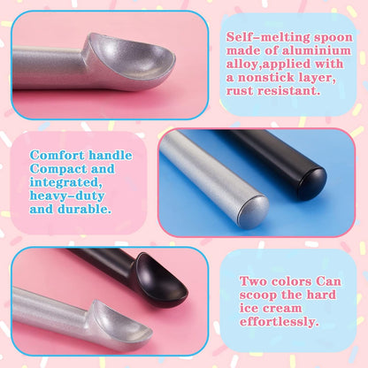 Gejoy Ice Cream Scoop Set, Ice Cream Scoops 7 Inch, Silver