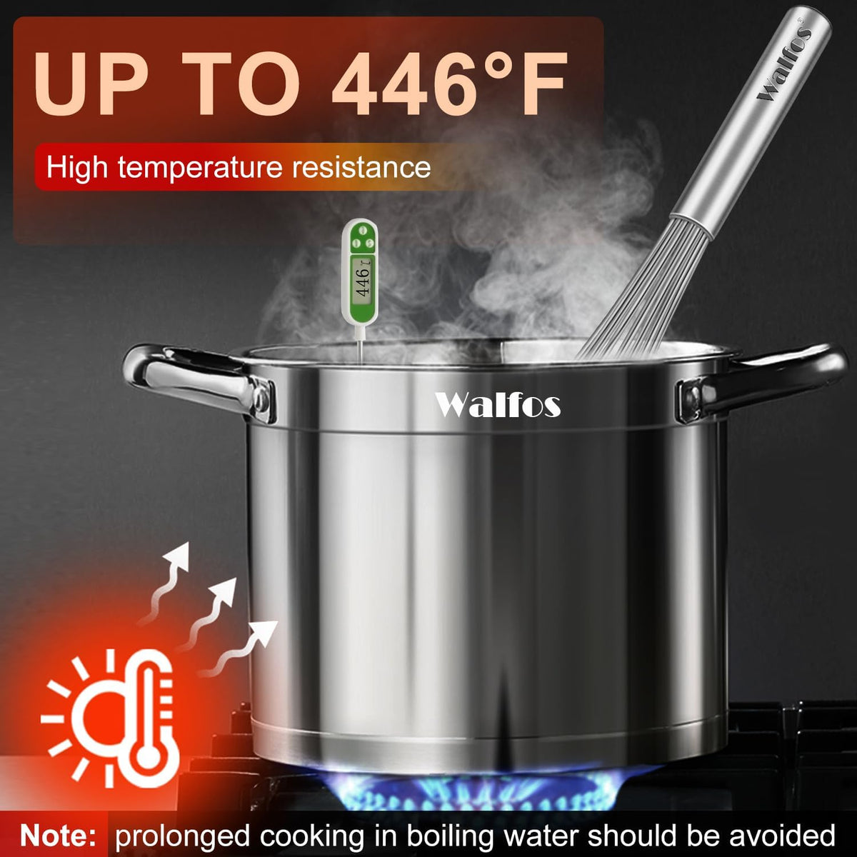 Walfos Silicone whisk,Whisks for Cooking Non Scratch, BPA Free whisk set of 4, 7+9+11in Balloon Whisks & 11in Flat Whisk, Heat Resistant(480°F).Great for Cooking in Pans, Baking, Whisking.Blue