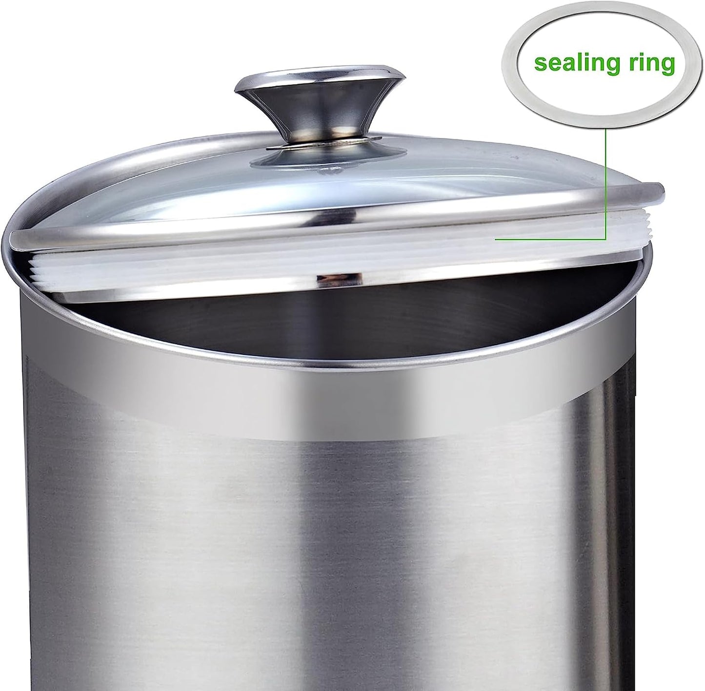 Cooks Standard Classic Stainless Steel Food Jar Storage Canister Set Medium, Airtight Containers with Glass Lid for Tea Coffee Sugar Flour Pantry Kitchen Counter, 4-Piece