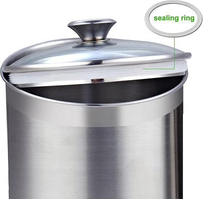 Cooks Standard Classic Stainless Steel Food Jar Storage Canister Set Medium, Airtight Containers with Glass Lid for Tea Coffee Sugar Flour Pantry Kitchen Counter, 4-Piece