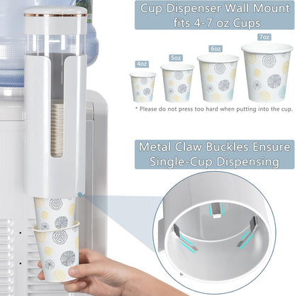 Cup Dispenser, Wall Mount Water Cooler Cup Dispenser fits 4-7 oz Disposable Paper and Plastic Cups, Pull Type Cup Holder for Bathroom, Office, Break Room, Gym, Black