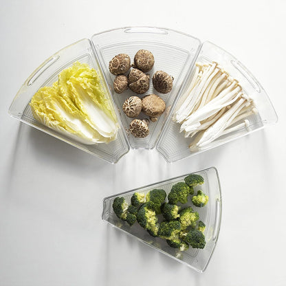 Lazy Susan Organizer for 25''-26'' Diameter Clear Corner Cabinet Storage Bins, Plastic Kitchen Corner Organizer with Handle 1/8 Wedge, Food Safe BPA Free (8 Pack)