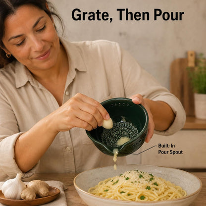 Ceramic Ginger Grater Bowl with Herb Stripper- Efficient Kitchen Tool