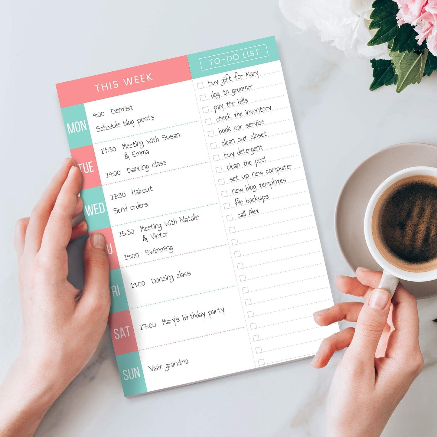 Daily Planner - Undated 2026 Planner Plus To Do List – Teal/Orange Magnetic Weekly Task list organizer and Day Notepad - Agenda Organizer for College Student, Office or Home