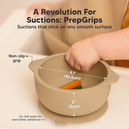 KeaBabies 2-Pack Baby Bowls with Suctions, Lids - Silicone Toddler Suction Bowls for Baby Boy, Girl, Kids, Food Grade Silicone, BPA-Free, Dishwasher Safe, Toddler Eating Essentials (Terracotta)