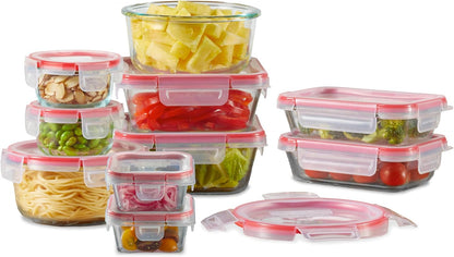 Pyrex Freshlock (4-Pack) Mixed Sized Glass Food Storage Containers Set, Airtight & Leakproof Plastic Locking Lids BPA-Free, Meal Prep Containers Set, Freezer Dishwasher Microwave Safe