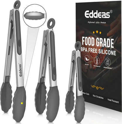 Eddeas Kitchen Tweezers Tongs, Cooking Tweezers Stainless Steel - 3 Size 12'' 10'' & 8 inch Ideal for Meat, pasta, plating and pinching delicate small pieces of food, Set of 3